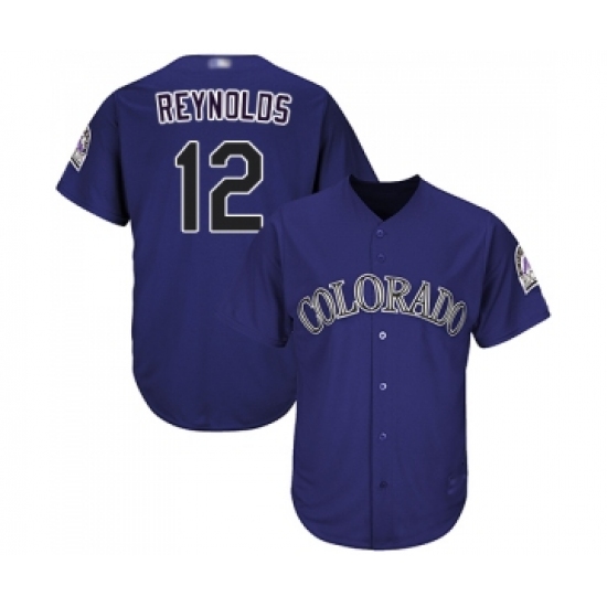 Men's Colorado Rockies #12 Mark Reynolds Replica Purple Alternate 1 Cool Base Baseball Jersey - Ujersey