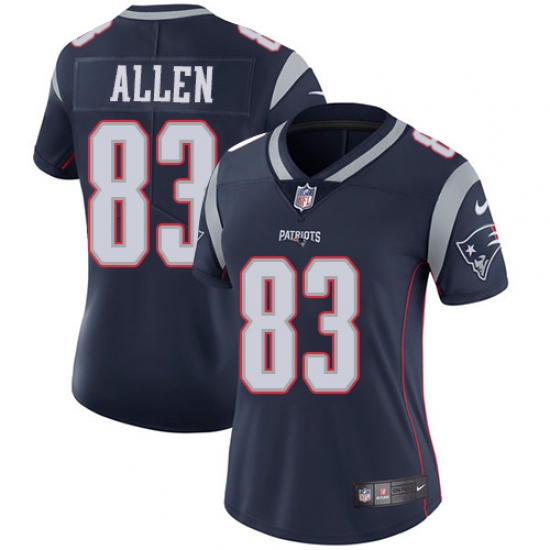 Women's Nike New England Patriots #83 Dwayne Allen Navy Blue Team Color Vapor Untouchable Limited Player NFL Jersey - Ujersey