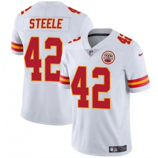 Men's Kansas City Chiefs #42 Carson Steele White Vapor Untouchable Limited Football Stitched Jersey - Ujersey