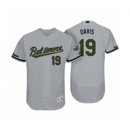 Men's Baltimore Orioles #19 Chris Davis Gray 2017 Memorial Day Collection Flexbase Jersey