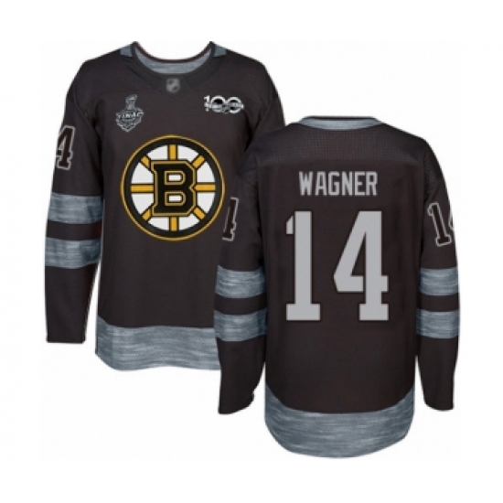 Men's Boston Bruins #14 Chris Wagner Authentic Black 1917-2017 100th Anniversary 2019 Stanley Cup Final Bound Hockey Jersey - Ujersey