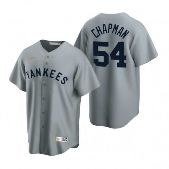 Men's Nike New York Yankees #54 Aroldis Chapman Gray Cooperstown Collection Road Stitched Baseball Jersey - Ujersey