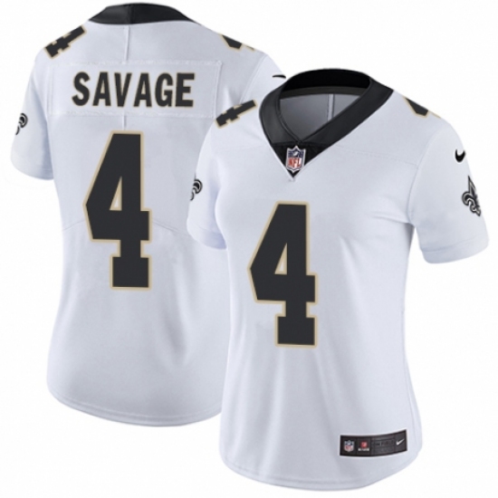 Women's Nike New Orleans Saints #4 Tom Savage White Vapor Untouchable Limited Player NFL Jersey - Ujersey
