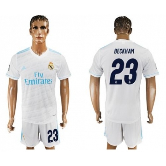 Real Madrid #23 Beckham White Home Soccer Club Jersey