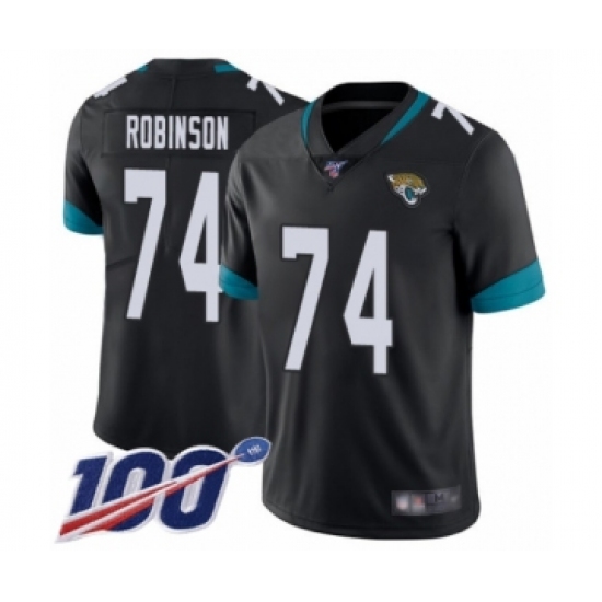 Men's Jacksonville Jaguars #74 Cam Robinson Black Team Color Vapor Untouchable Limited Player 100th Season Football Jersey - Ujersey