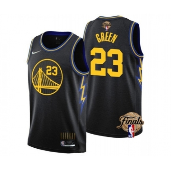 Men's Golden State Warriors #23 Draymond Green 2021-22 City Edition Black 75th Anniversary NBA Finals Stitched Basketball Jersey