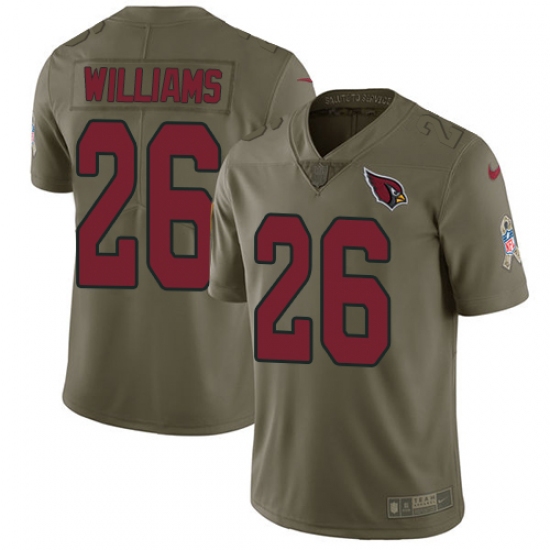 Men's Nike Arizona Cardinals #26 Brandon Williams Limited Olive 2017 Salute to Service NFL Jersey - Ujersey