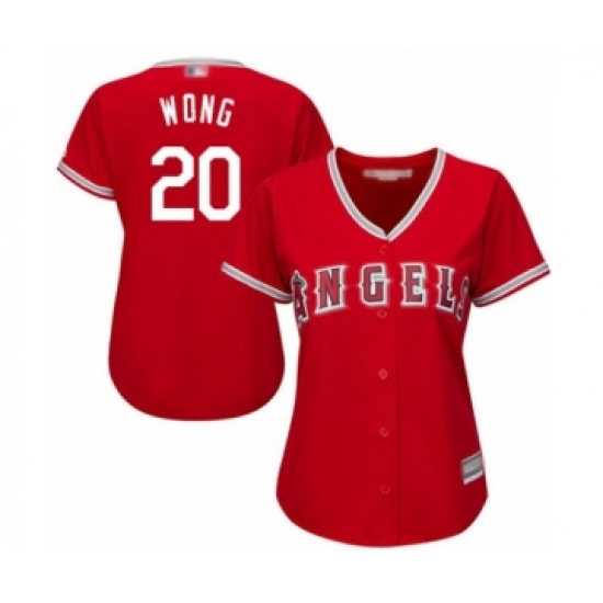 Women's Los Angeles Angels of Anaheim #20 Kean Wong Authentic Red Alternate Cool Base Baseball Player Jersey - Ujersey