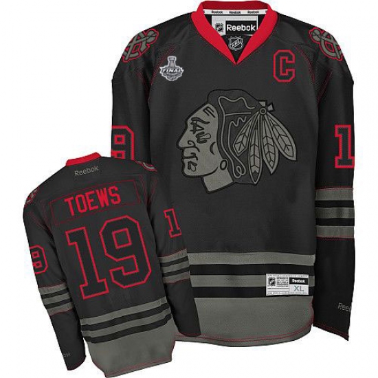 Men's Reebok Chicago Blackhawks #19 Jonathan Toews Premier Black Ice NHL Jersey - Ujersey