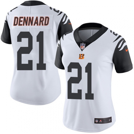 Women's Nike Cincinnati Bengals #21 Darqueze Dennard Limited White Rush Vapor Untouchable NFL Jersey - Ujersey