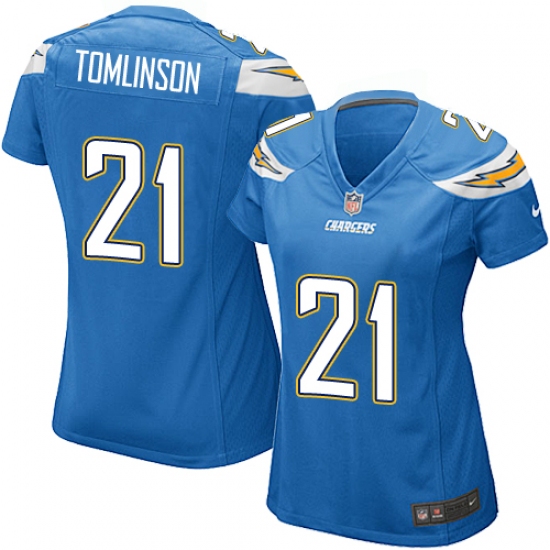 Women's Nike Los Angeles Chargers #21 LaDainian Tomlinson Game Electric Blue Alternate NFL Jersey - Ujersey