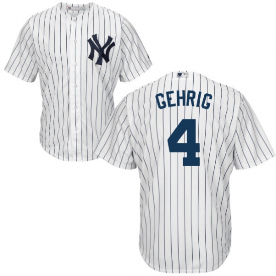 Youth Majestic New York Yankees #4 Lou Gehrig Authentic White Home MLB Jersey - Ujersey