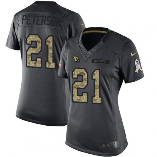Women's Nike Arizona Cardinals #21 Patrick Peterson Limited Black 2016 Salute to Service NFL Jersey - Ujersey