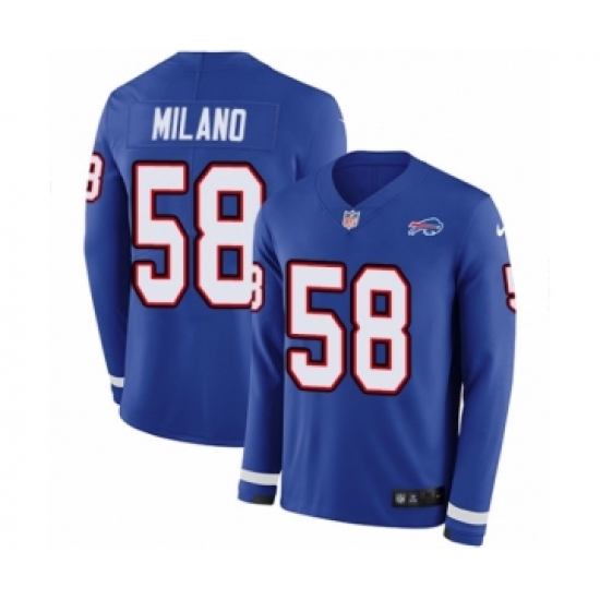 Youth Nike Buffalo Bills #58 Matt Milano Limited Royal Blue Therma Long Sleeve NFL Jersey - Ujersey