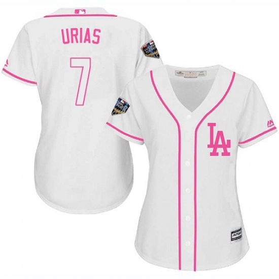 Women's Majestic Los Angeles Dodgers #7 Julio Urias Authentic White Fashion Cool Base 2018 World Series MLB Jersey - Ujersey