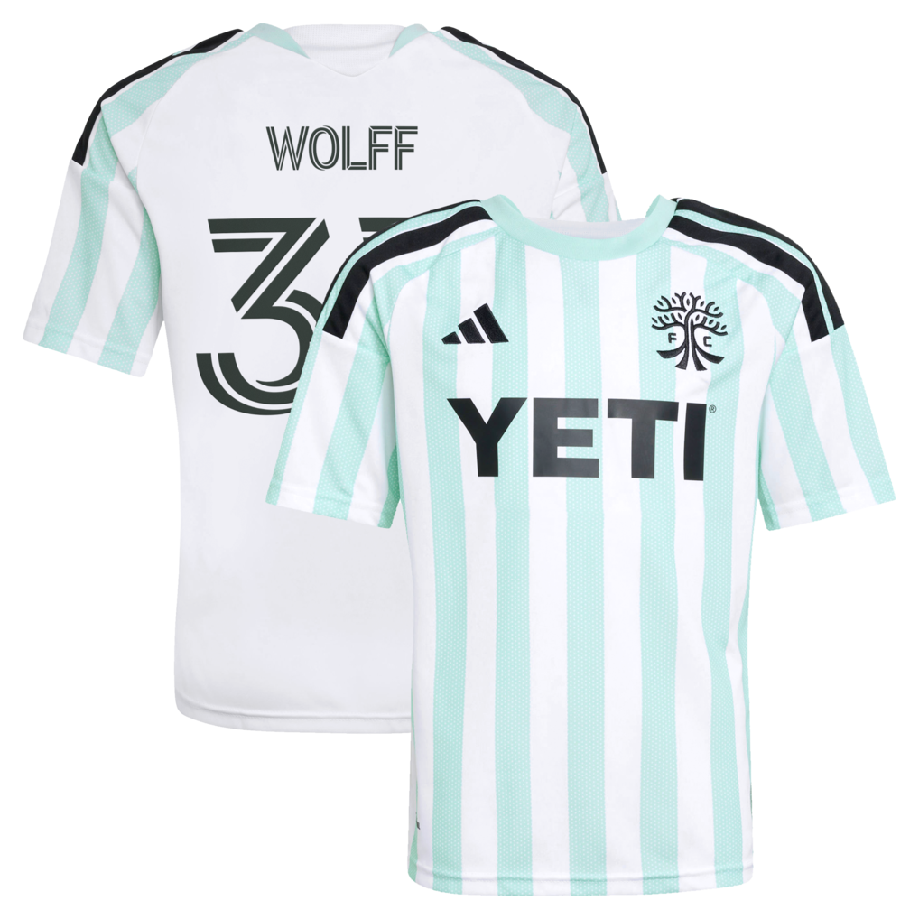 Youth Austin FC Owen Wolff adidas White 2026 The Rooted Kit Replica Jersey - Ujersey