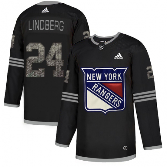Men's Adidas New York Rangers #24 Oscar Lindberg Black Authentic Classic Stitched NHL Jersey - Ujersey