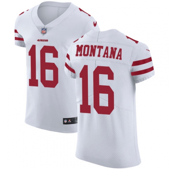 Men's Nike San Francisco 49ers #16 Joe Montana White Vapor Untouchable Elite Player NFL Jersey - Ujersey