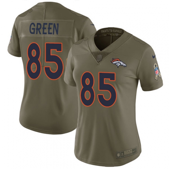 Women's Nike Denver Broncos #85 Virgil Green Limited Olive 2017 Salute to Service NFL Jersey - Ujersey