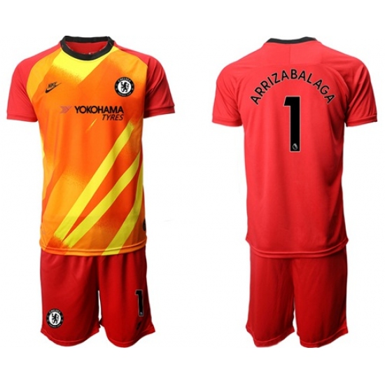 Chelsea #1 Arrizabalaga Red Goalkeeper Soccer Club Jersey