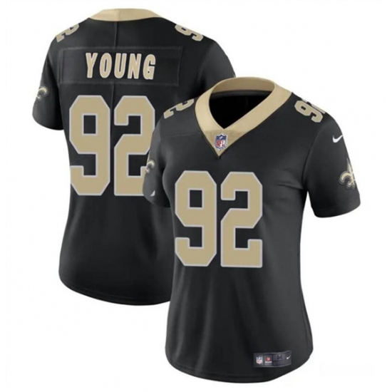 Women's New Orleans Saints #92 Chase Young Black Vapor Stitched Game Jersey(Run Small) - Ujersey