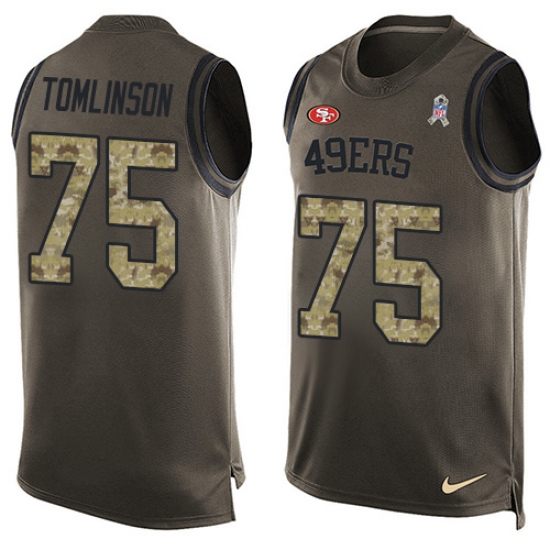 Men's Nike San Francisco 49ers #75 Laken Tomlinson Limited Green Salute to Service Tank Top NFL Jersey - Ujersey