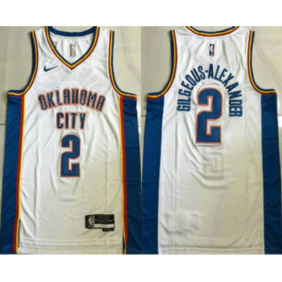 Men's Oklahoma City Thunder #2 Shai Gilgeous-Alexander White Icon Sponsor AU Jersey - Ujersey