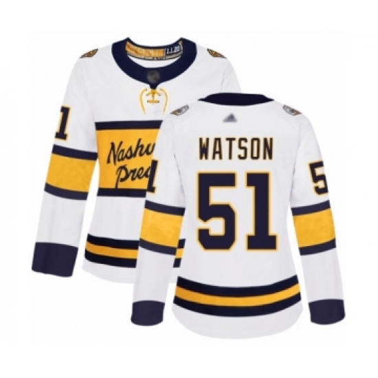 Women's Nashville Predators #51 Austin Watson Authentic White 2020 Winter Classic Hockey Jersey - Ujersey