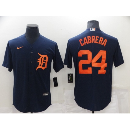 Men's Nike Detroit Tigers #24 Miguel Cabrera Navy Road Stitched Jersey - Ujersey