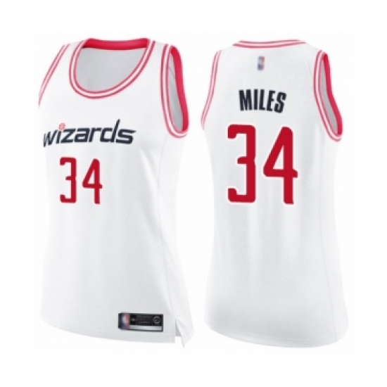Women's Washington Wizards #34 C.J. Miles Swingman White Pink Fashion Basketball Jersey - Ujersey