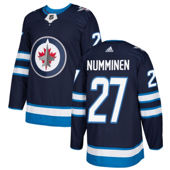 Youth Adidas Winnipeg Jets #27 Teppo Numminen Authentic Navy Blue Home NHL Jersey - Ujersey