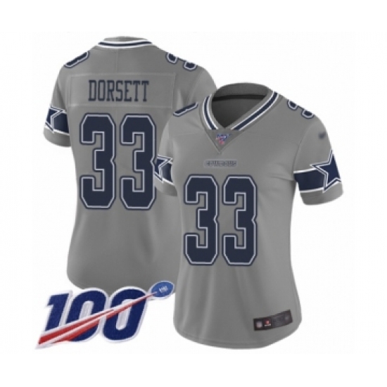 Women's Dallas Cowboys #33 Tony Dorsett Limited Gray Inverted Legend 100th Season Football Jersey - Ujersey