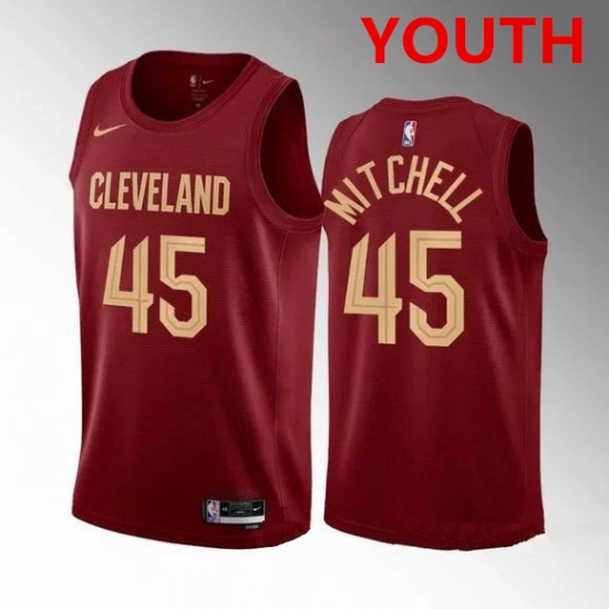 Youth Cleveland Cavaliers #45 Donovan Mitchell Red Stitched Jersey - Ujersey