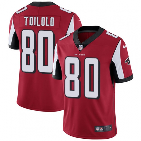 Youth Nike Atlanta Falcons #80 Levine Toilolo Red Team Color Vapor Untouchable Limited Player NFL Jersey - Ujersey