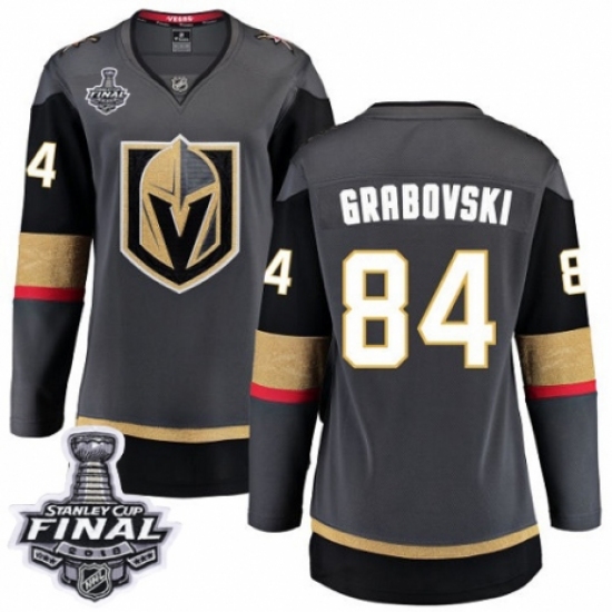 Women's Vegas Golden Knights #84 Mikhail Grabovski Authentic Black Home Fanatics Branded Breakaway 2018 Stanley Cup Final NHL Jersey - Ujersey