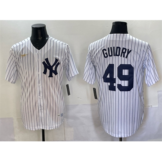 Men's New York Yankees #49 Ron Guidry White Cool Base Stitched Baseball Jersey - Ujersey