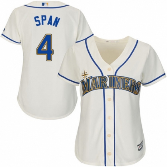 Women's Majestic Seattle Mariners #4 Denard Span Authentic Cream Alternate Cool Base MLB Jersey - Ujersey
