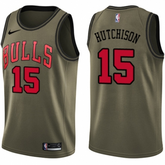 Youth Nike Chicago Bulls #15 Chandler Hutchison Swingman Green Salute to Service NBA Jersey - Ujersey