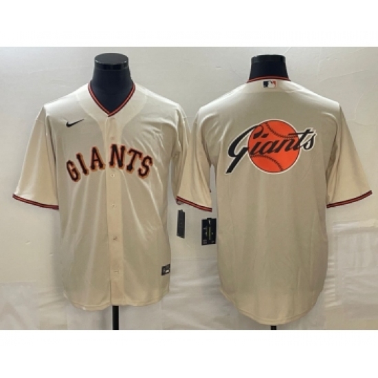 Men's San Francisco Giants Cream Team Big Logo Cool Base Stitched Baseball Jersey - Ujersey