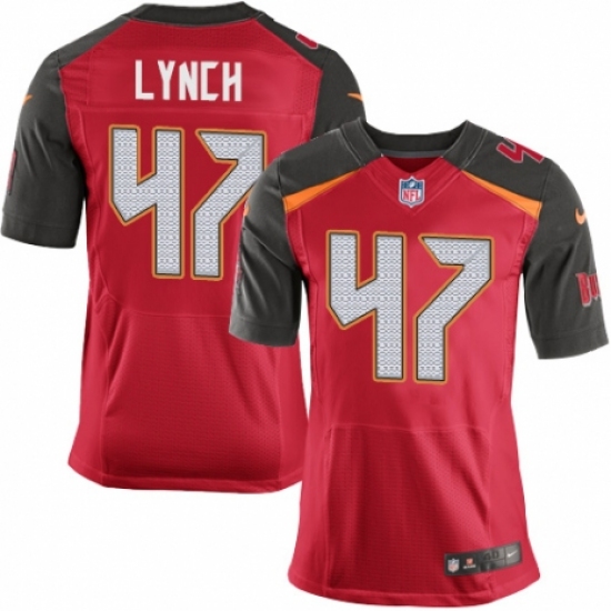 Men's Nike Tampa Bay Buccaneers #47 John Lynch Elite Red Team Color NFL Jersey - Ujersey