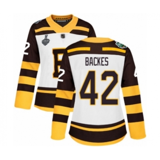 Women's Boston Bruins #42 David Backes Authentic White Winter Classic 2019 Stanley Cup Final Bound Hockey Jersey - Ujersey