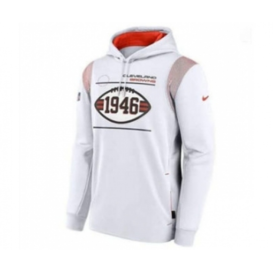 Men's Cleveland Browns 1946 75th Anniversary White Pullover Football Hoodie - Ujersey