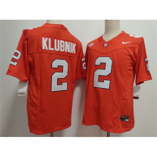 Men's Clemson Tigers #2 Cade Klubnik Orange F.U.S.E. Stitched Football Jersey - ujerseystore