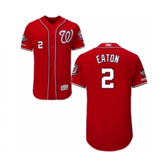 Men's Washington Nationals #2 Adam Eaton Red Alternate Flex Base Authentic Collection 2019 World Series Champions Baseball Jersey - Ujersey