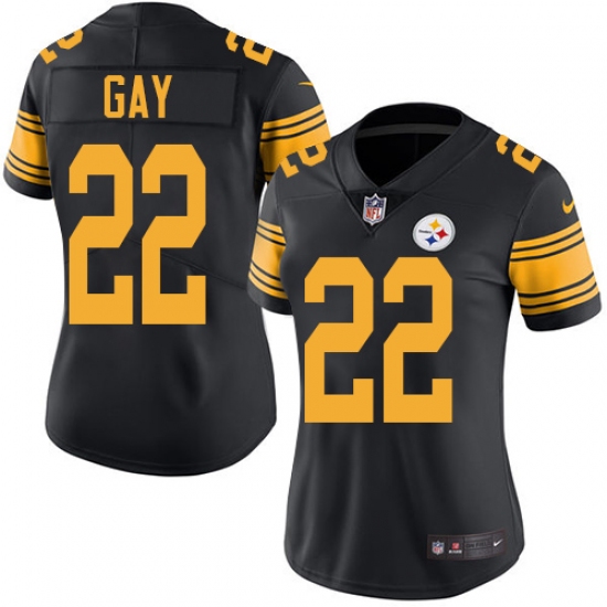 Women's Nike Pittsburgh Steelers #22 William Gay Limited Black Rush Vapor Untouchable NFL Jersey - Ujersey