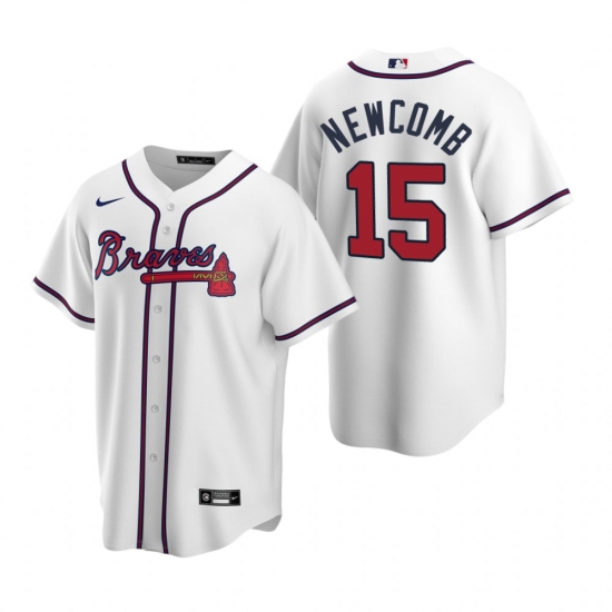 Men's Nike Atlanta Braves #15 Sean Newcomb White Home Stitched Baseball Jersey - Ujersey