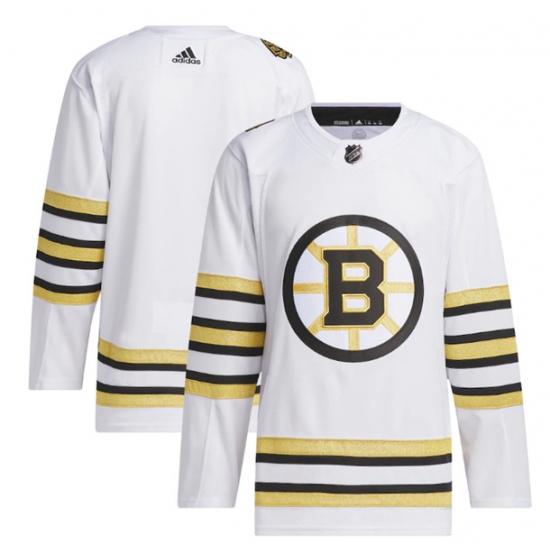 Men's Boston Bruins Blank White 100th Anniversary Primegreen Stitched Jersey - Ujersey