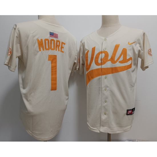Men's Tennessee Volunteers #1 Christian Moore White Stitched Jersey - Ujersey