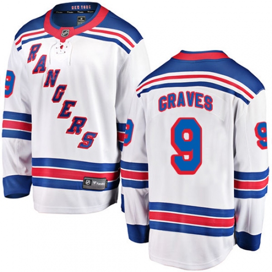 Youth New York Rangers #9 Adam Graves Fanatics Branded White Away Breakaway NHL Jersey - Ujersey