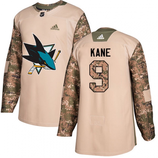 Men's Adidas San Jose Sharks #9 Evander Kane Authentic Camo Veterans Day Practice NHL Jersey